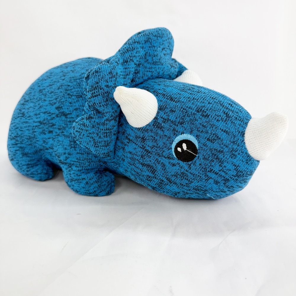 Blue Space-Dye Knit Triceratops Dinosaur Plush Stuffed Animal 14 Inch